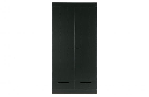 Armoire 2 Portes 2 Tiroirs Penderie Noir Connect