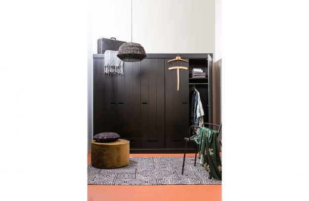 Armoire 2 Portes 2 Tiroirs Penderie Noir Connect